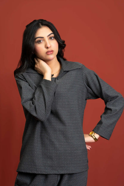 Classic Essence Charcoal Casual Set | Shirt & Trouser