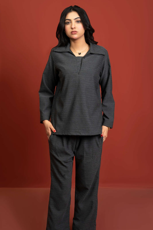 Classic Essence Charcoal Casual Set | Shirt & Trouser