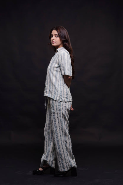 Classic Essence Feather Grey Casual Set | Shirt & Trouser