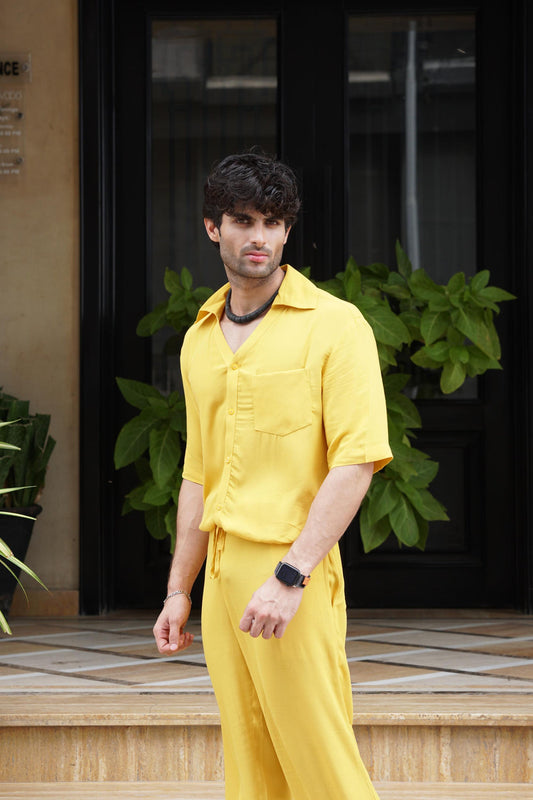 Classic Essence Yellow Coord Set | Shirt & Trouser