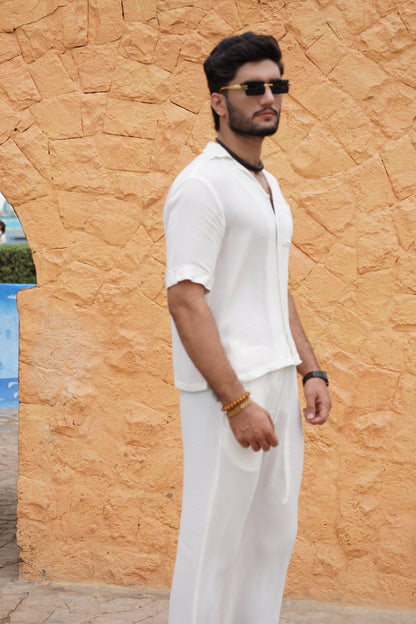 Classic Essence White Coord Set | Shirt & Trouser