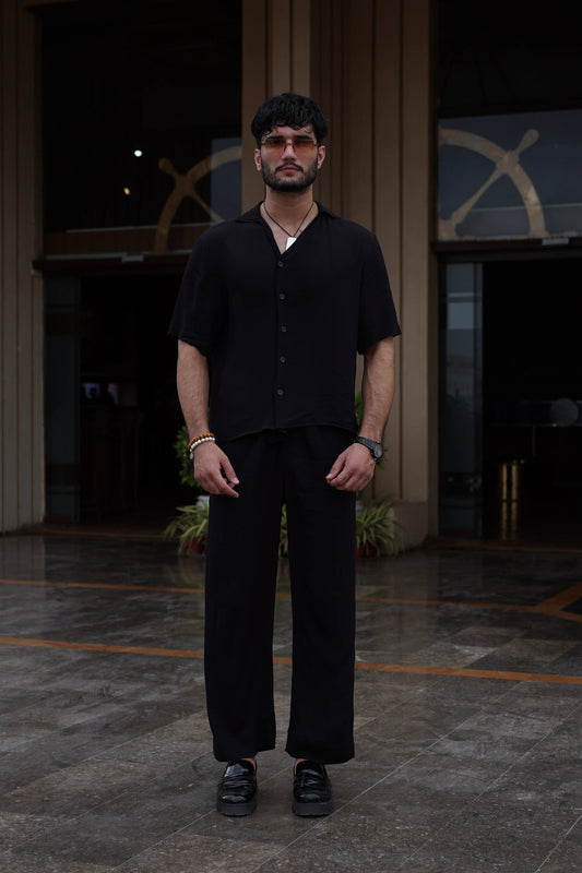 Classic Essence Black Coord Set | Shirt & Trouser