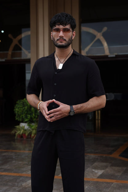 Classic Essence Black Coord Set | Shirt & Trouser