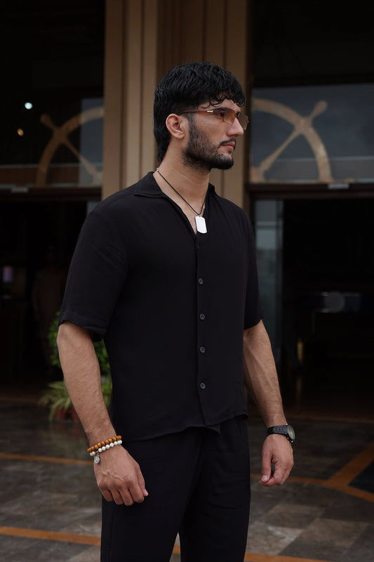 Classic Essence Black Coord Set | Shirt & Trouser
