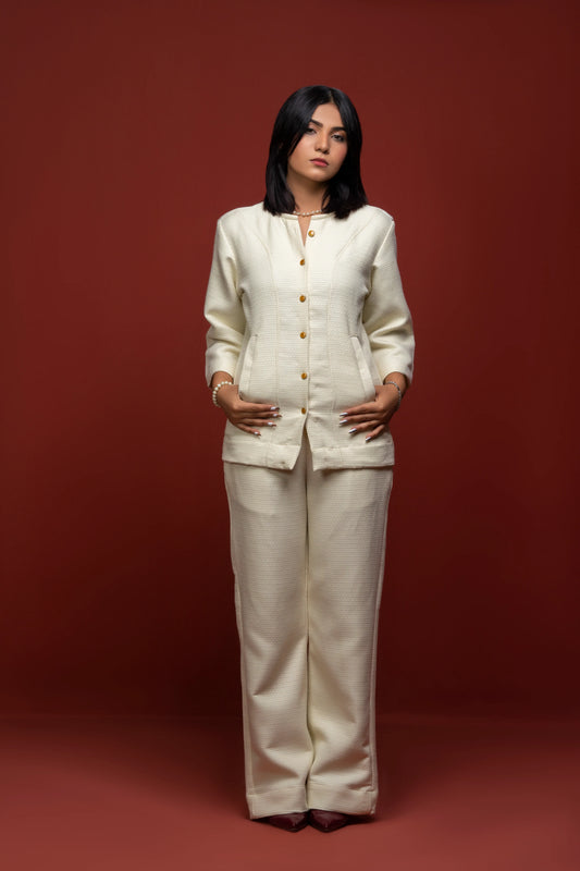 Classic Essence Off-white Casual Set | Shirt & Trouser