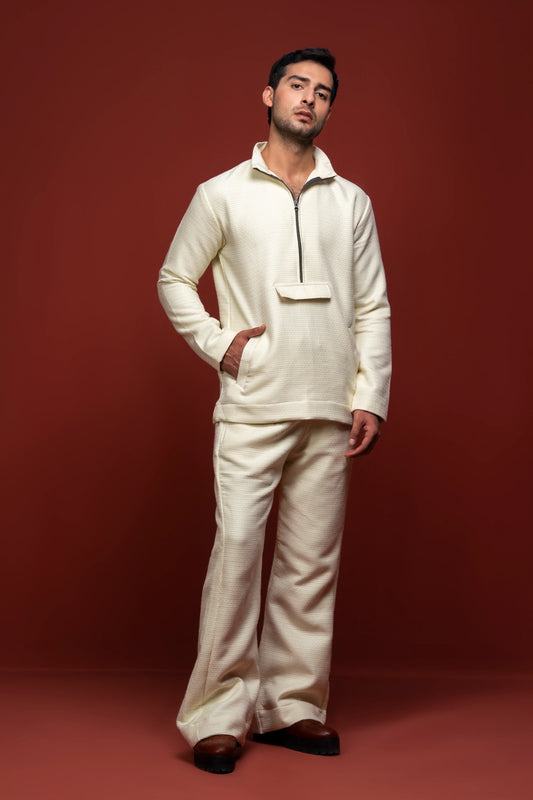 Classic Essence Off-white Coord Set | Shirt & Trouser