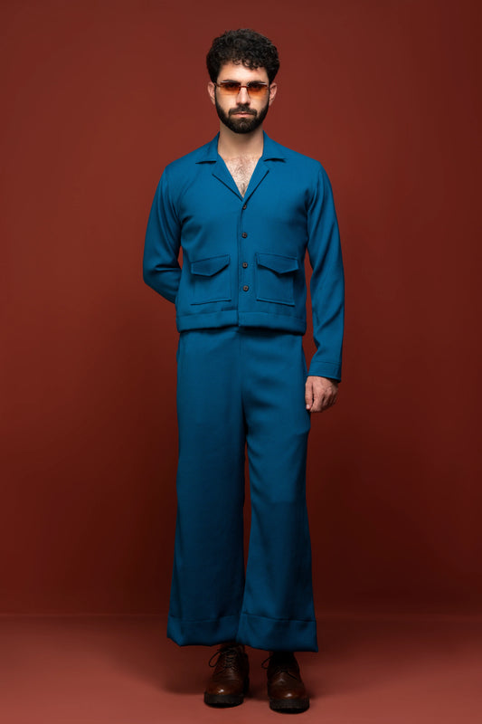 Classic Essence Blue Coord Set | Shirt & Trouser
