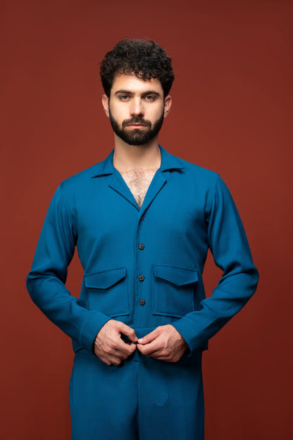 Classic Essence Blue Coord Set | Shirt & Trouser