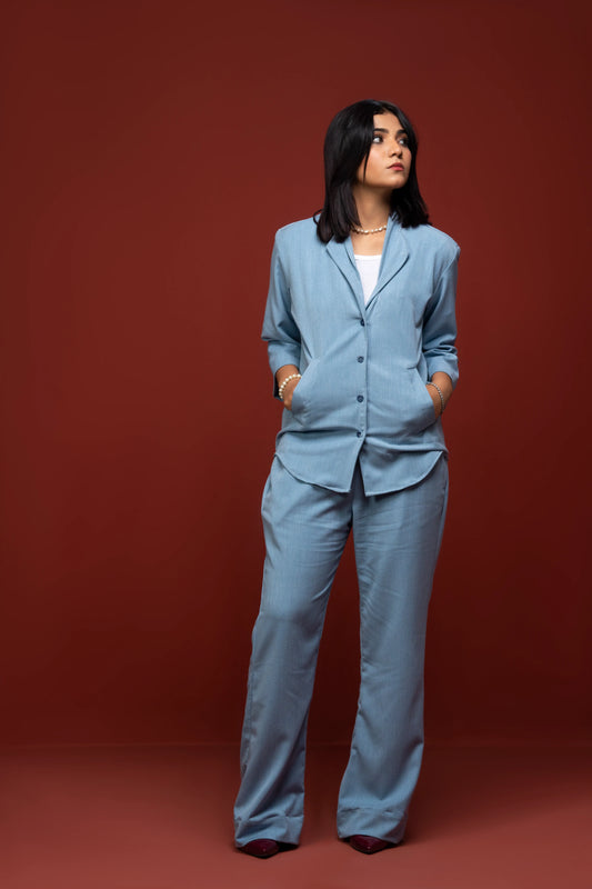 Classic Essence Frost Casual Set | Shirt & Trouser