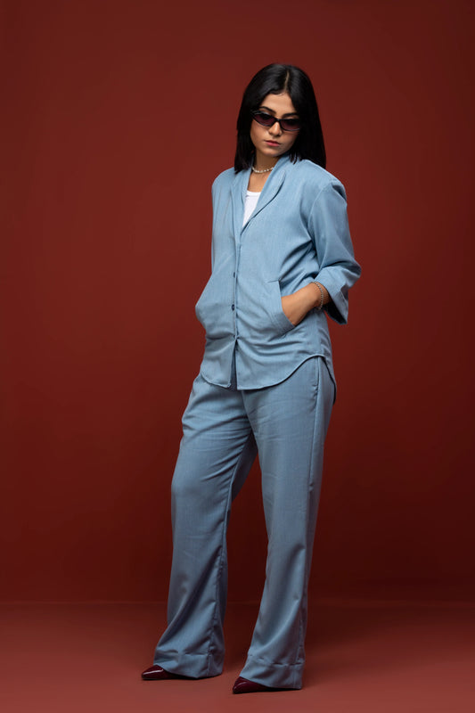 Classic Essence Frost Casual Set | Shirt & Trouser