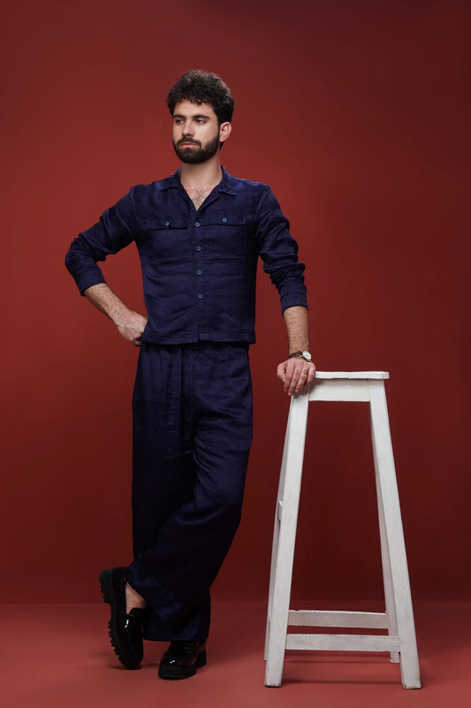 Classic Essence Navy Coord Set | Shirt & Trouser
