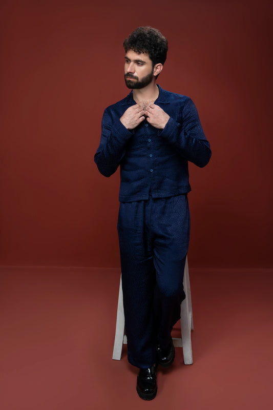 Classic Essence Navy Coord Set | Shirt & Trouser