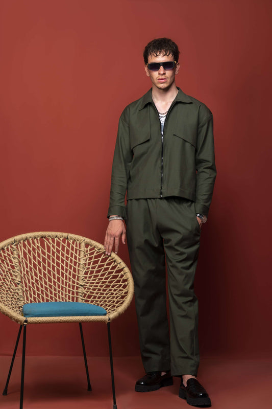 Classic Essence Olive Coord Set | Shirt & Trouser