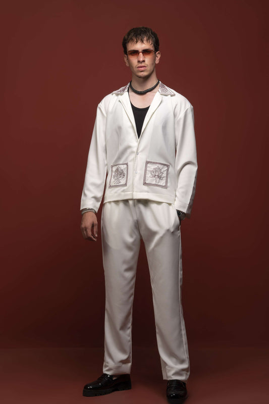 Classic Essence White Coord Set | Shirt & Trouser