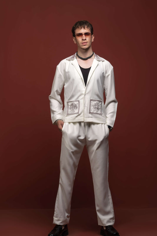 Classic Essence White Coord Set | Shirt & Trouser