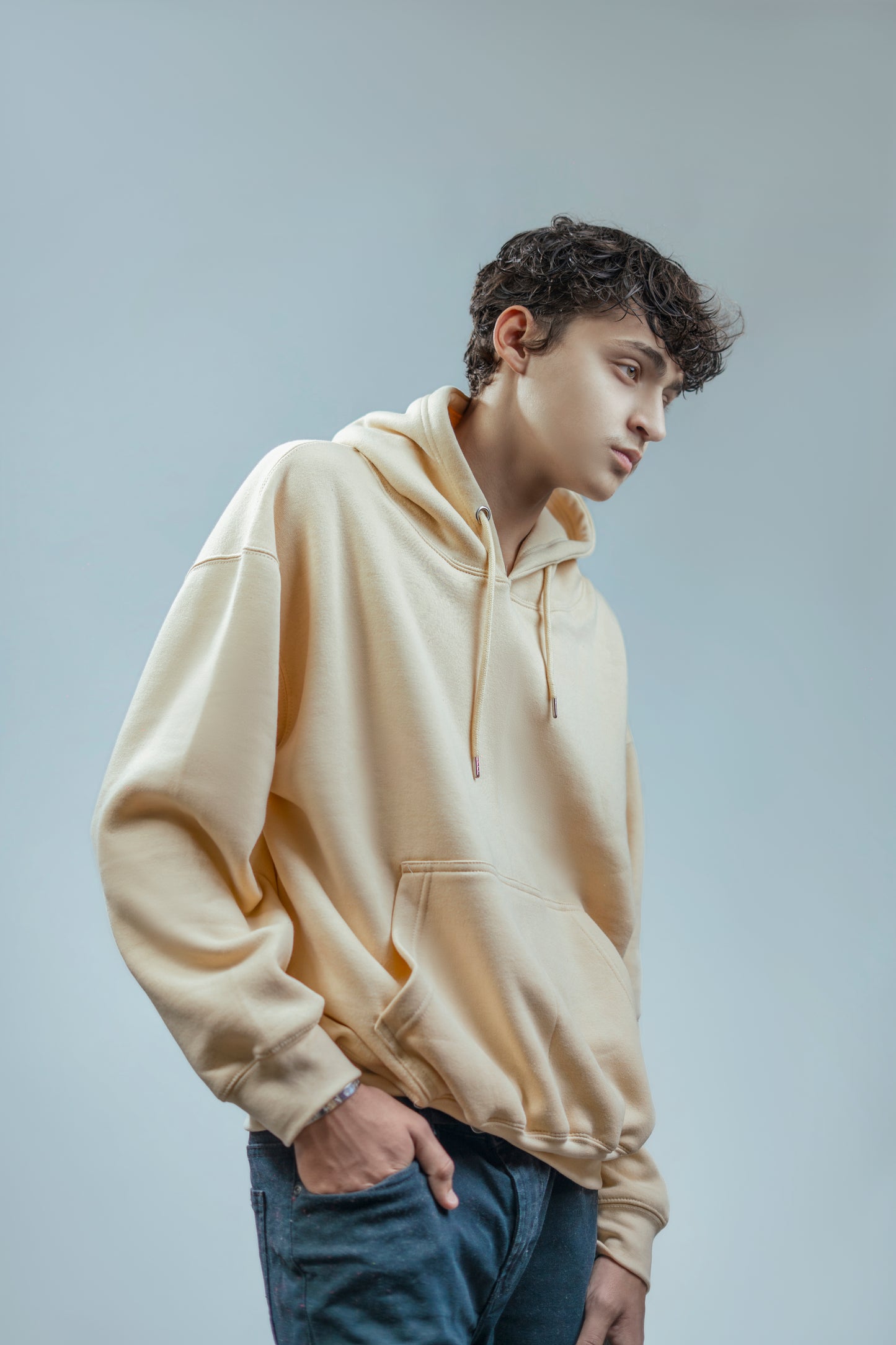 Hoodies Drop Shoulder Beige Men