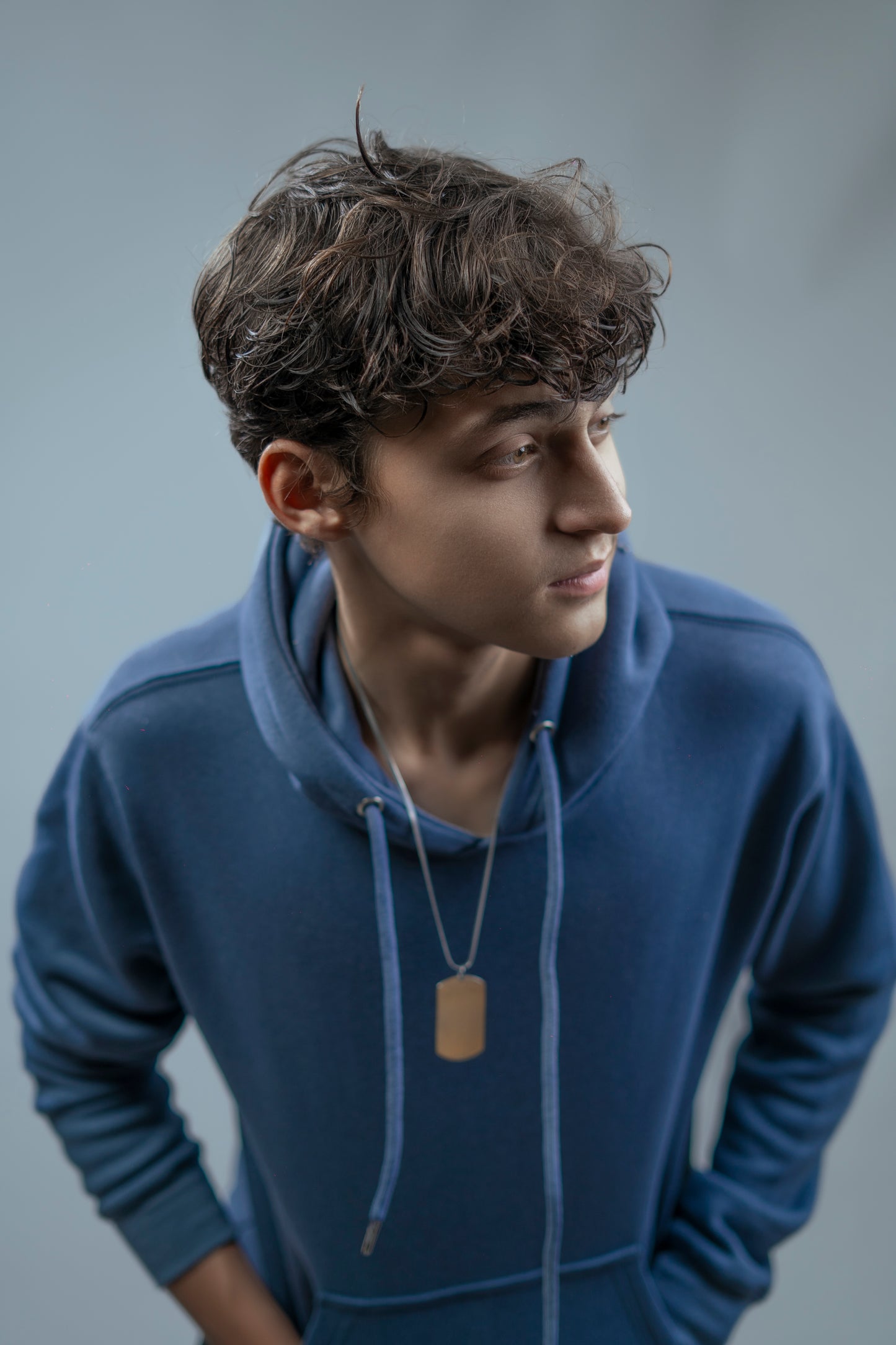 Hoodies Drop Shoulder Blue Men