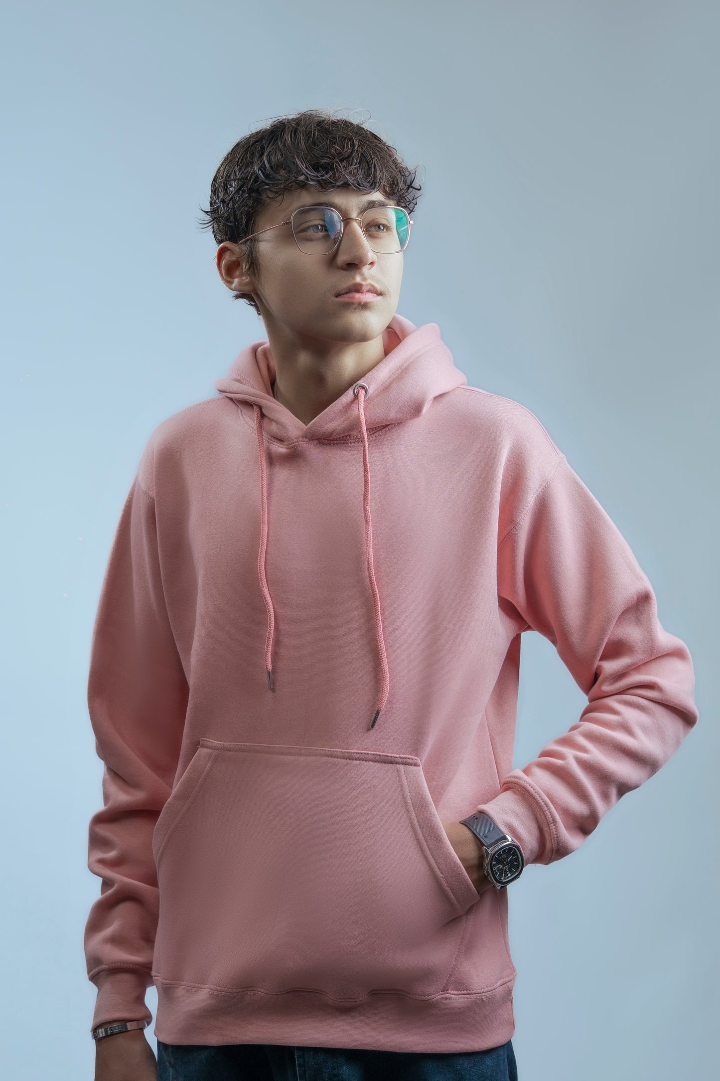 Hoodies Drop Shoulder Pink Men