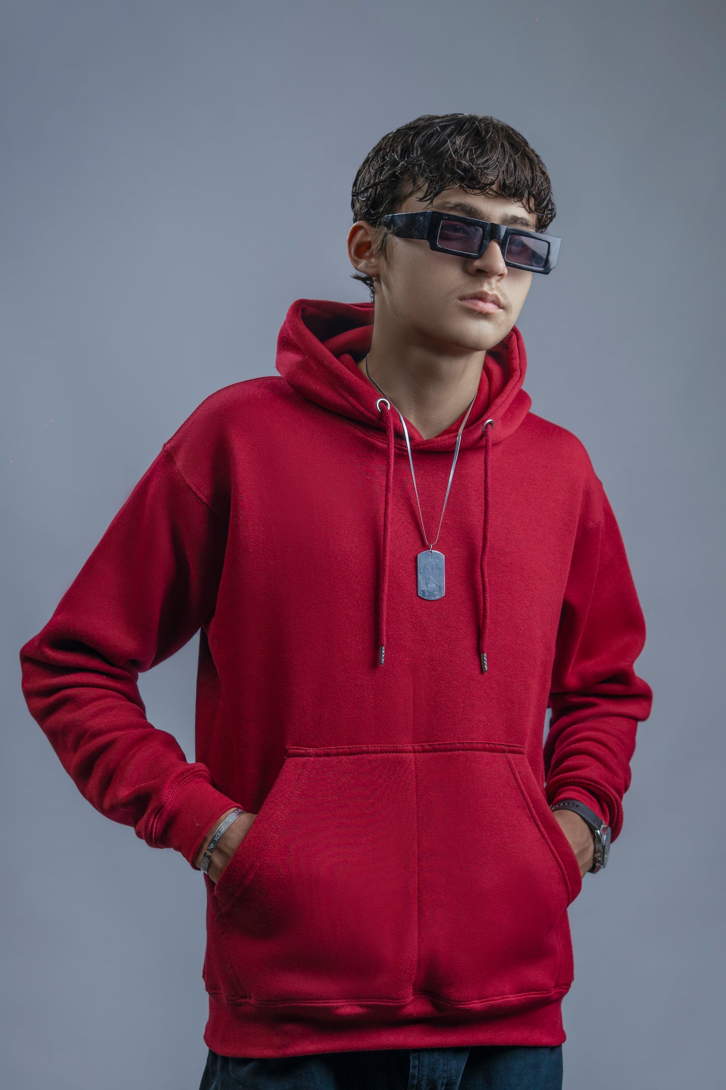 Hoodies Drop Shoulder Red Men