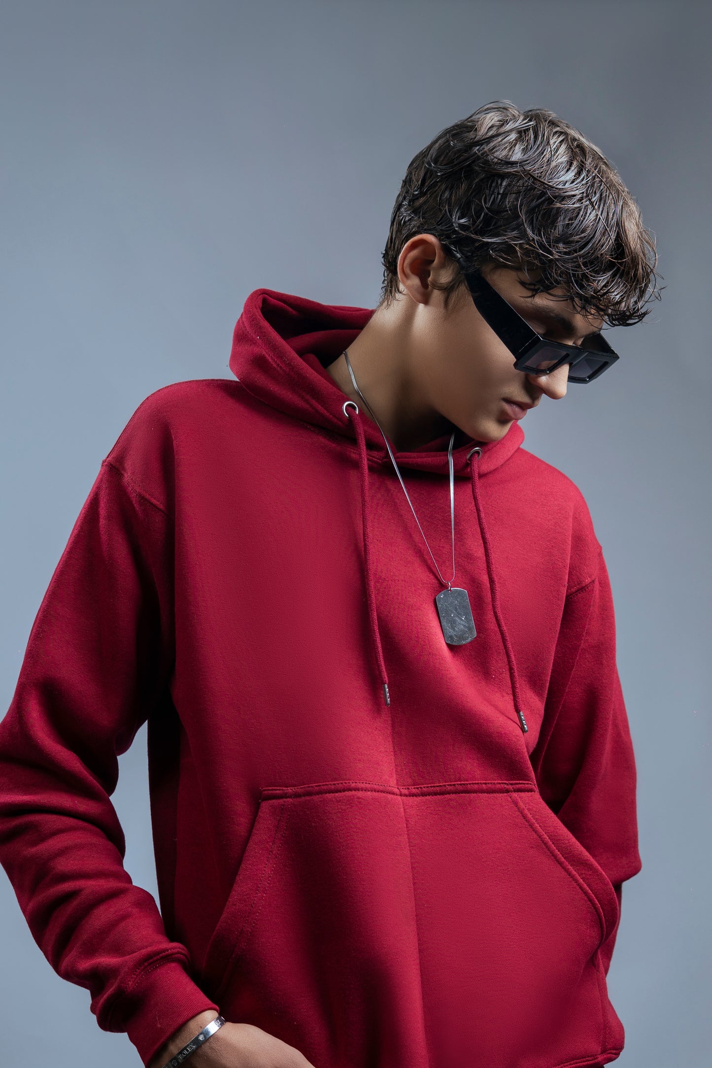 Hoodies Drop Shoulder Red Men