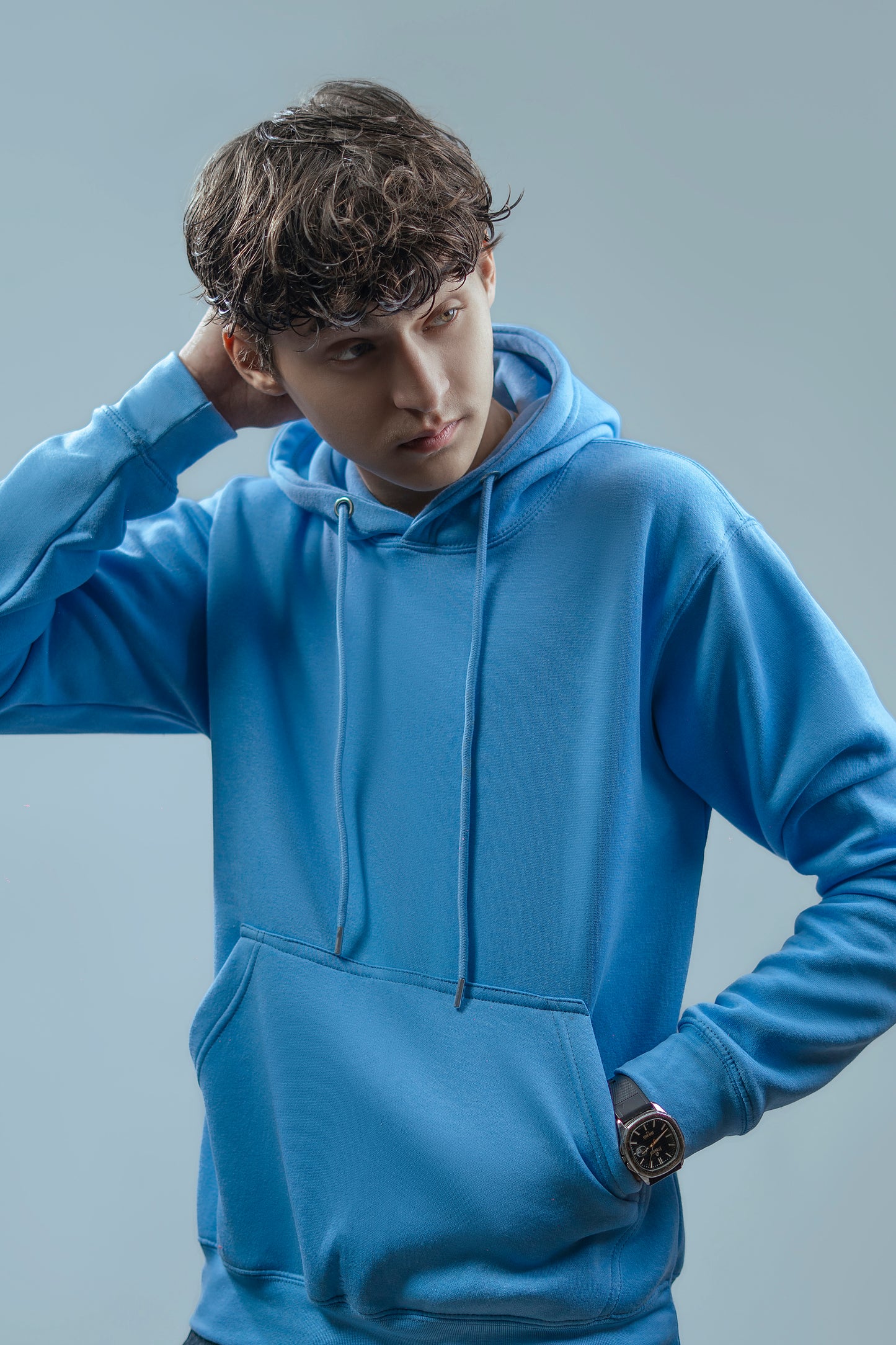 Hoodies Drop Shoulder light Blue Men