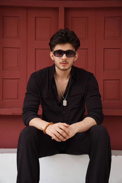 Relax Fit Black Button-down