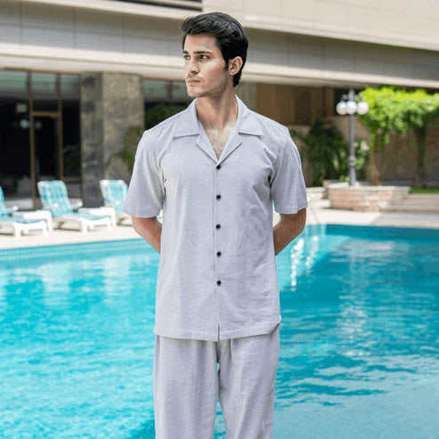 Relax Fit Silver Button-down