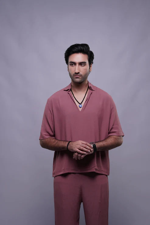 Relax Fit Maroon Button-down