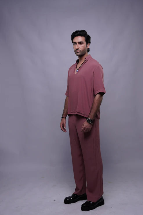 Relax Fit Maroon Button-down