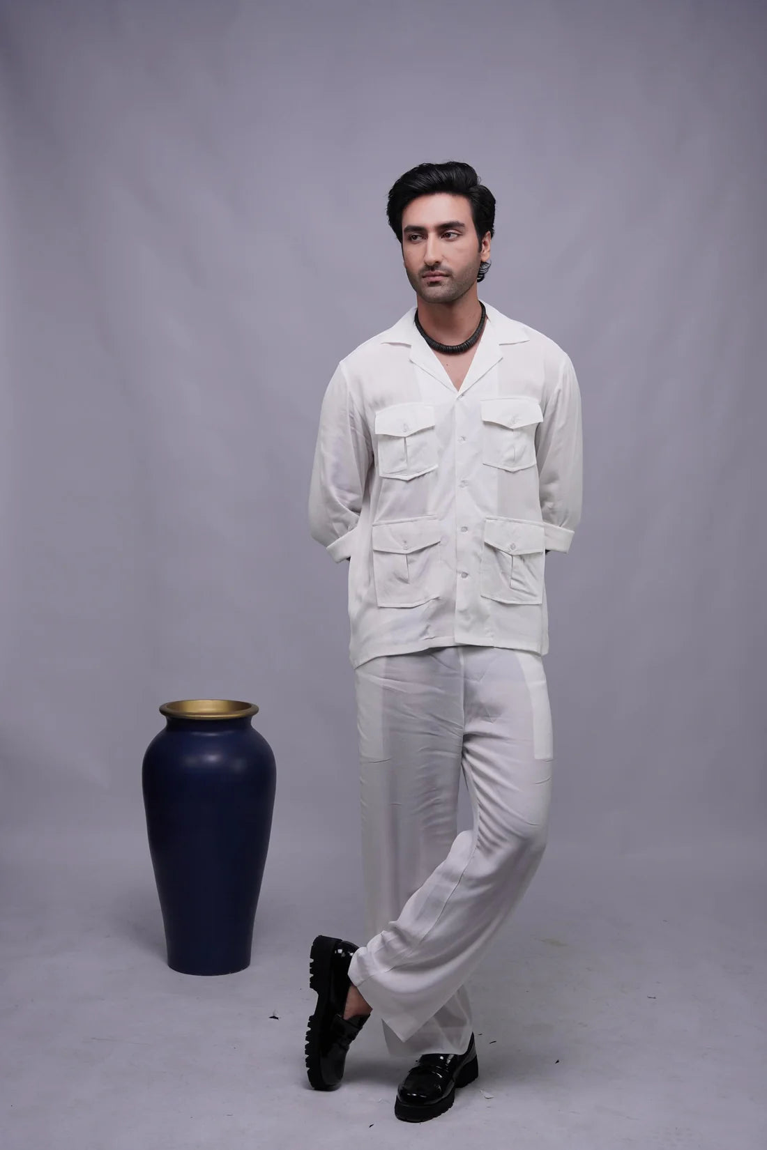 Relax Fit White Button-down