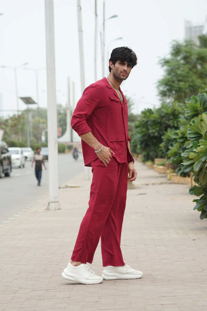 Relax Fit Red Button-down