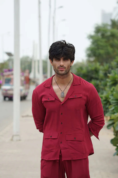 Relax Fit Red Button-down